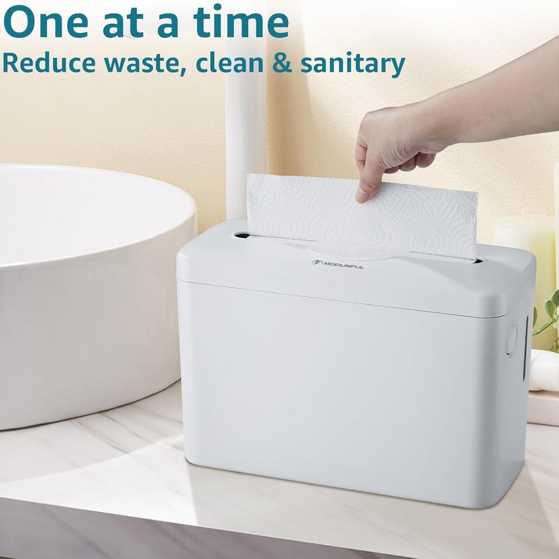 modunful Trifold Paper Towel Dispenser Countertop, 300-Sheet Large Capacity for Multifold Paper Towel, White Heavy Duty Wide-Design - Image 2